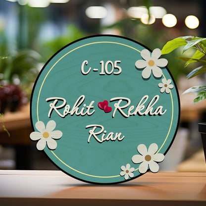 Round Name Plate Design – Daisy with 3D Acrylic Letters - Sblossom