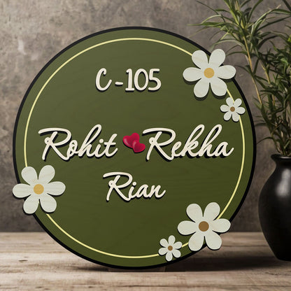 Round Name Plate Design – Daisy with 3D Acrylic Letters - Sblossom