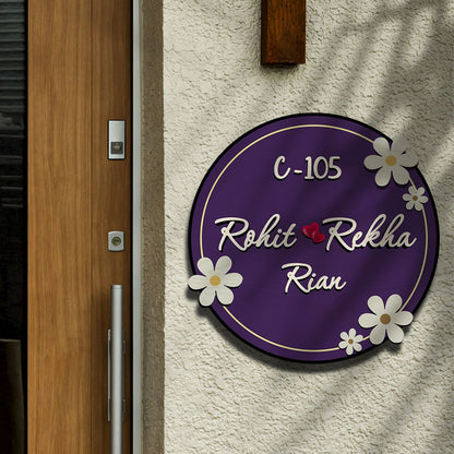 Round Name Plate Design – Daisy with 3D Acrylic Letters - Sblossom