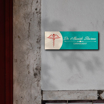 Rx-Symbol Wooden Dr Name Plate for Clinic Door - Sblossom