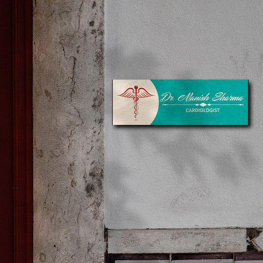 Rx-Symbol Wooden Dr Name Plate for Clinic Door - Sblossom