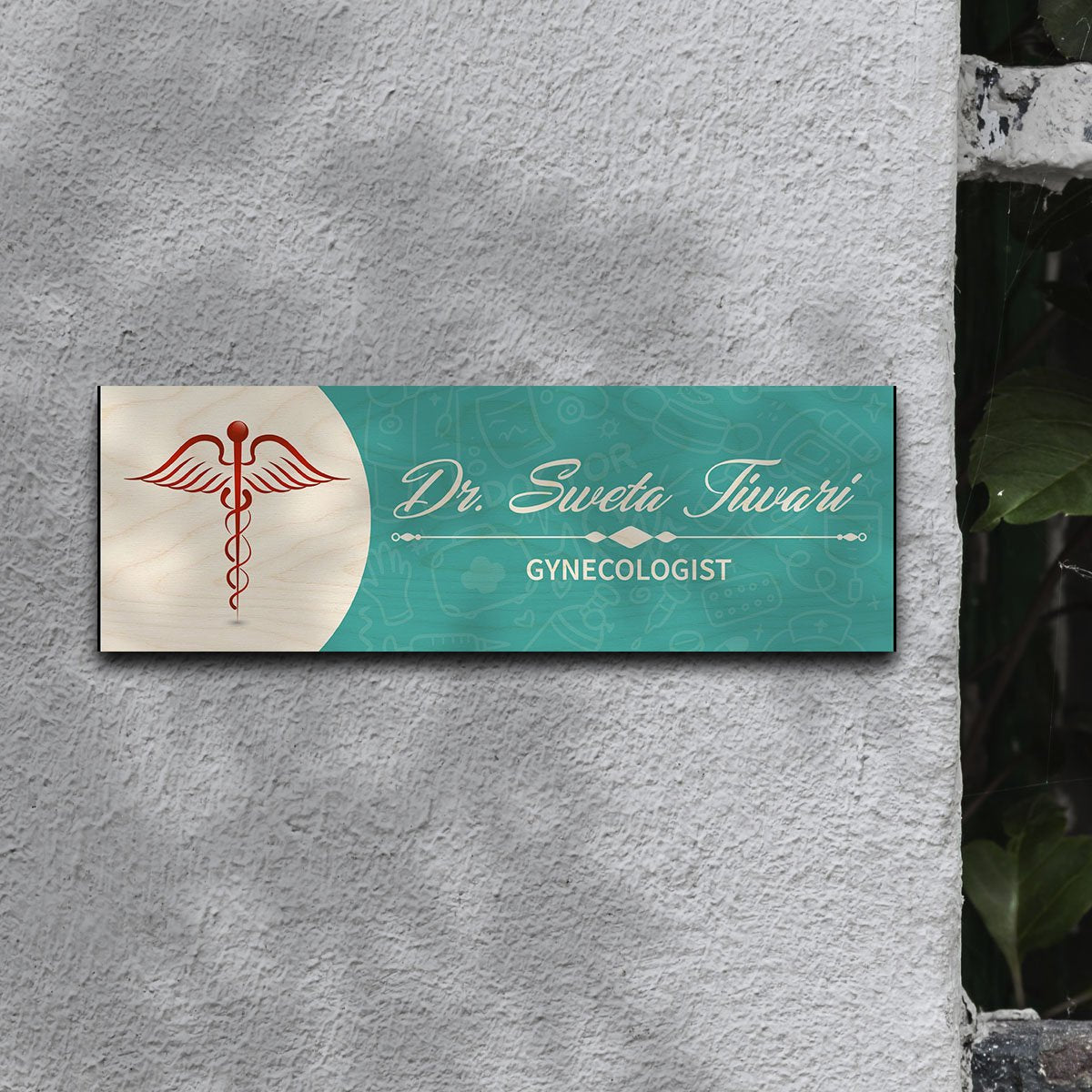 Rx-Symbol Wooden Dr Name Plate for Clinic Door - Sblossom