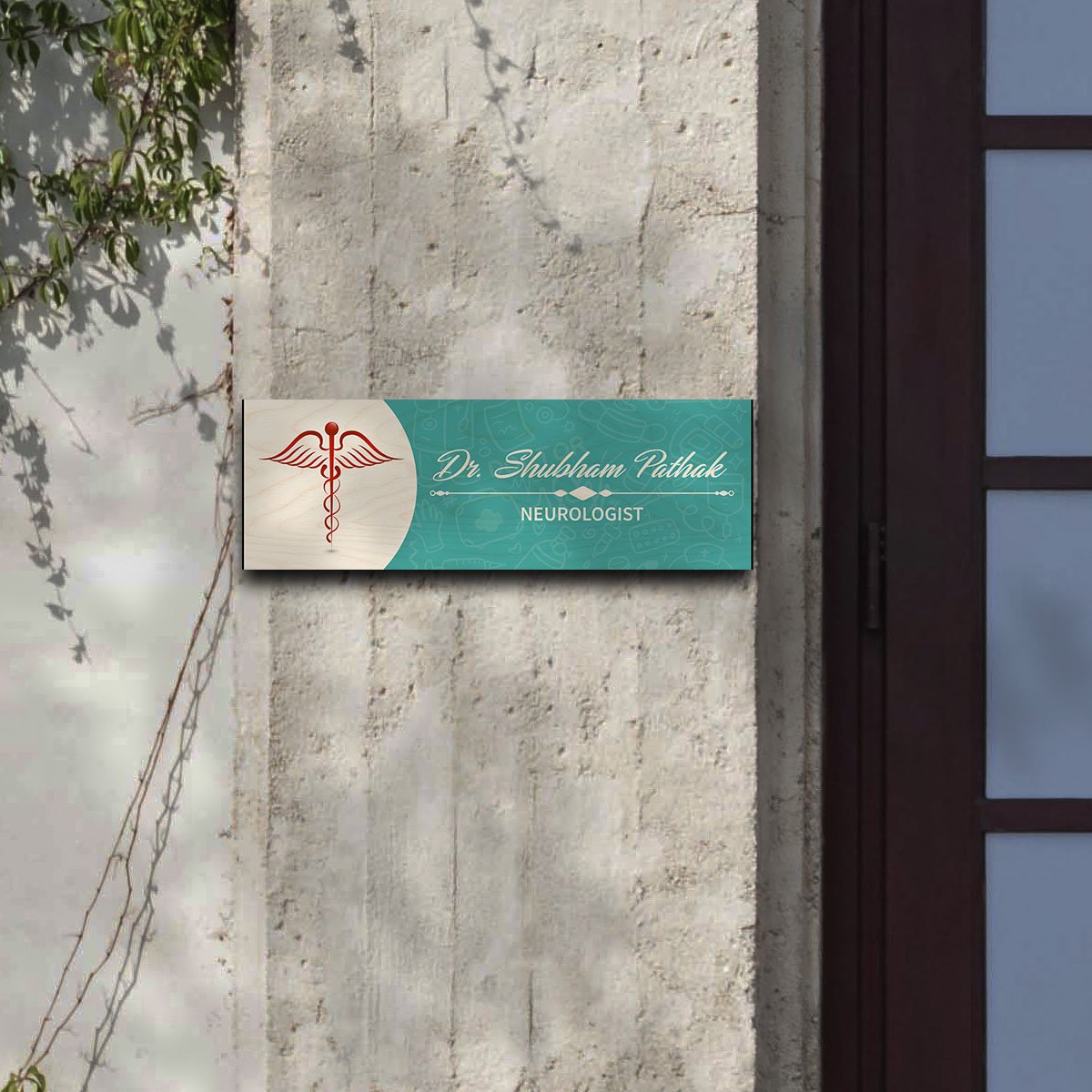Rx-Symbol Wooden Dr Name Plate for Clinic Door - Sblossom