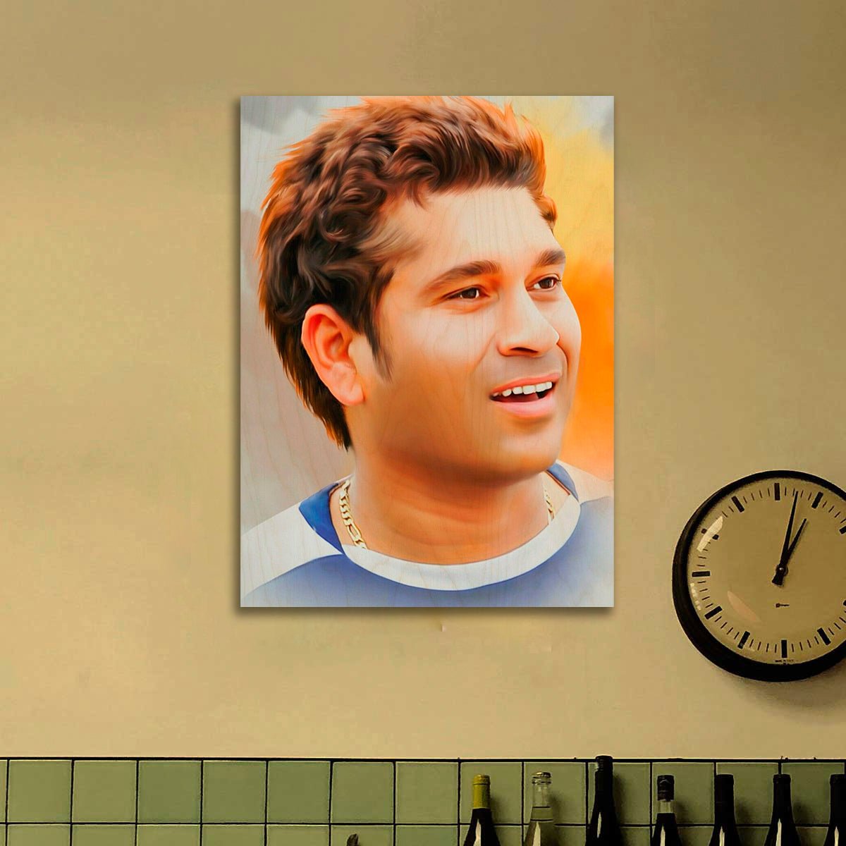 Sachin Tendulkar Wood Print with Colourful Pop Art Cricket Design - Sblossom