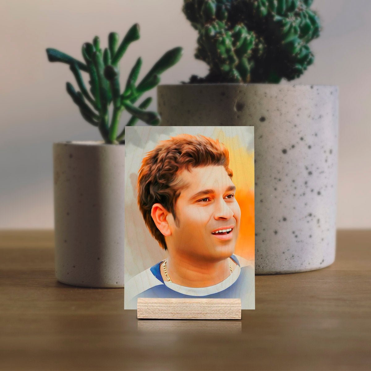 Sachin Tendulkar Wood Print with Colourful Pop Art Cricket Design - Sblossom