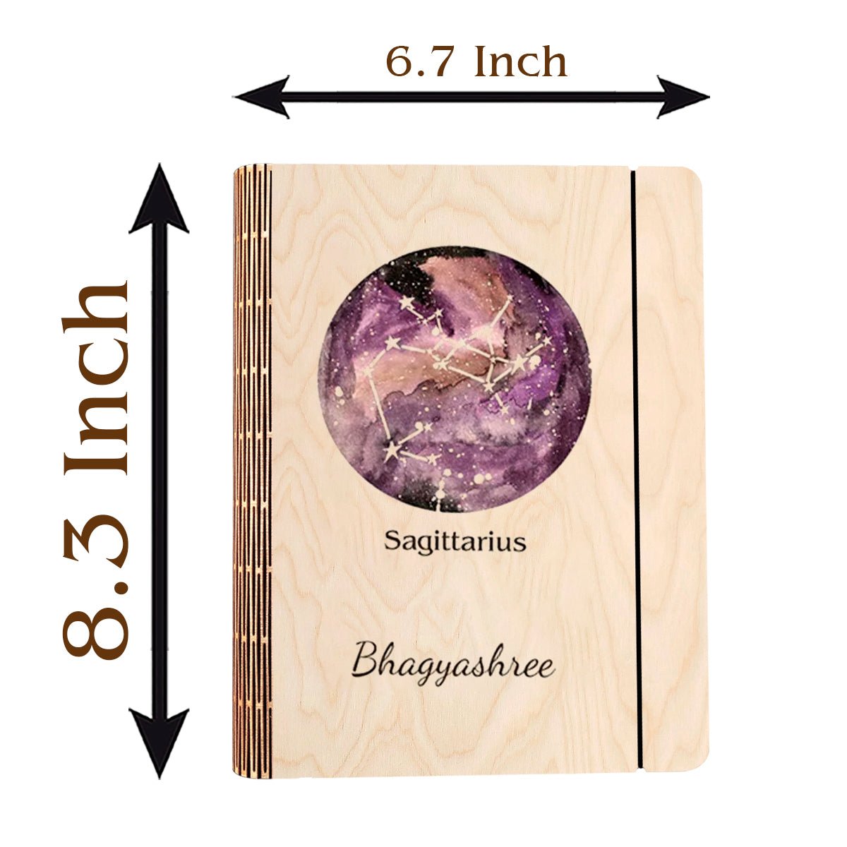 Sagittarius Zodiac Wooden Diary with Personalized Star Cover Design - Sblossom