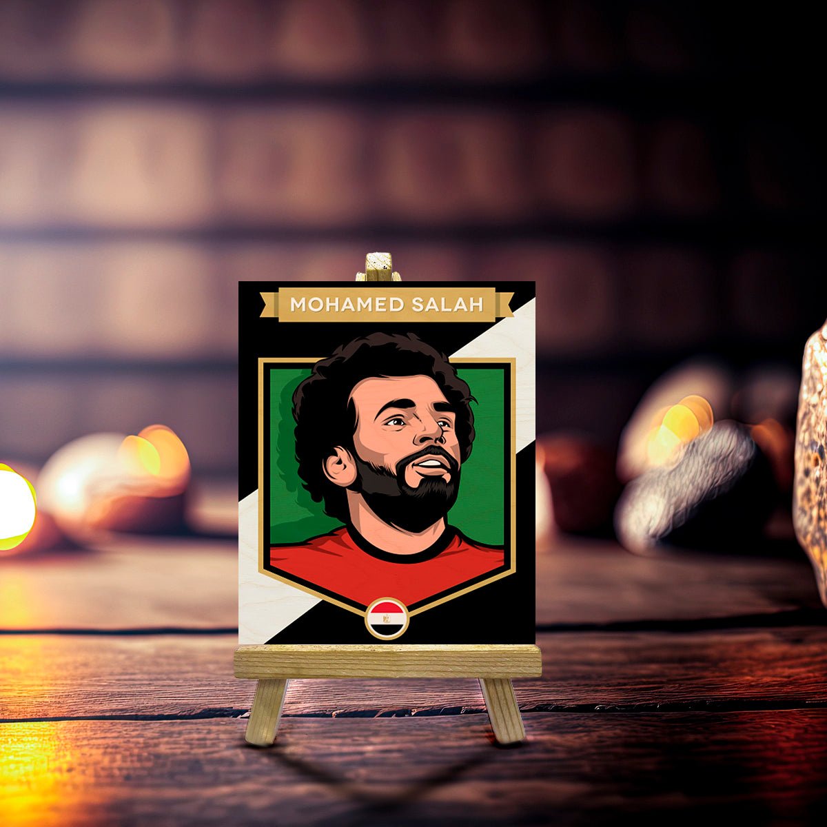 Salah Minimalist Wood Print with Stand for Football Fans - Sblossom
