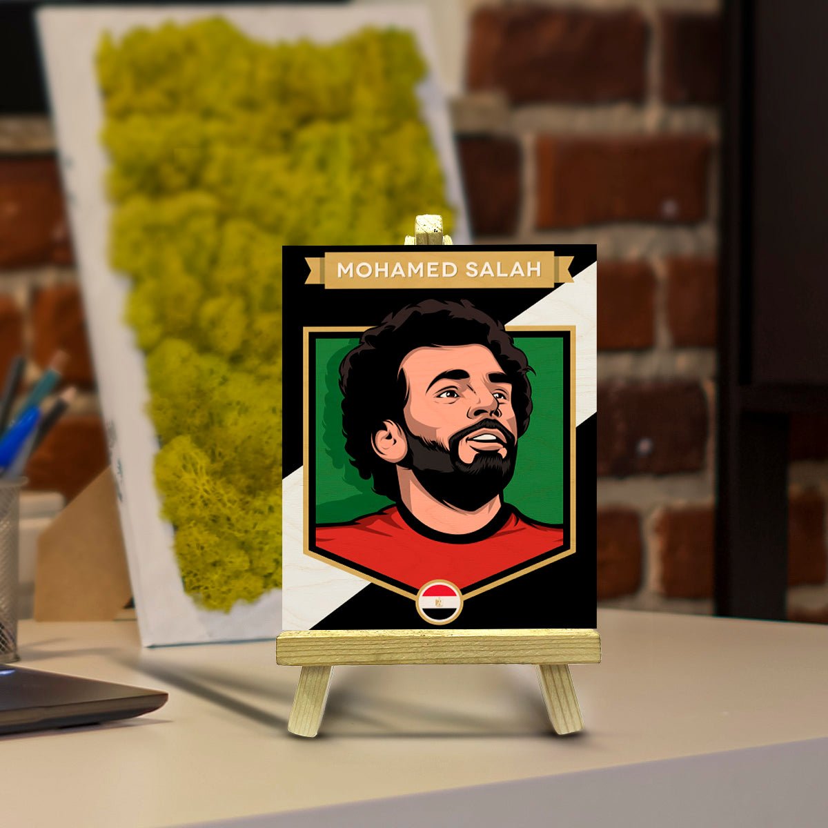 Salah Minimalist Wood Print with Stand for Football Fans - Sblossom