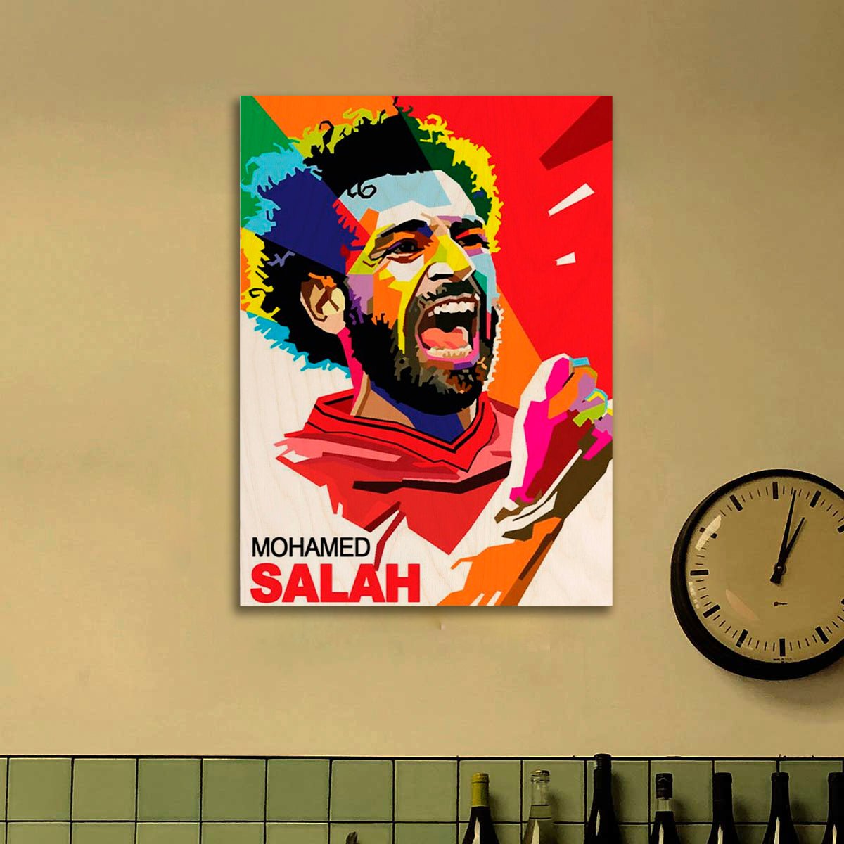 Salah Wood Print with Colourful Pop Art Football Fan Design - Sblossom