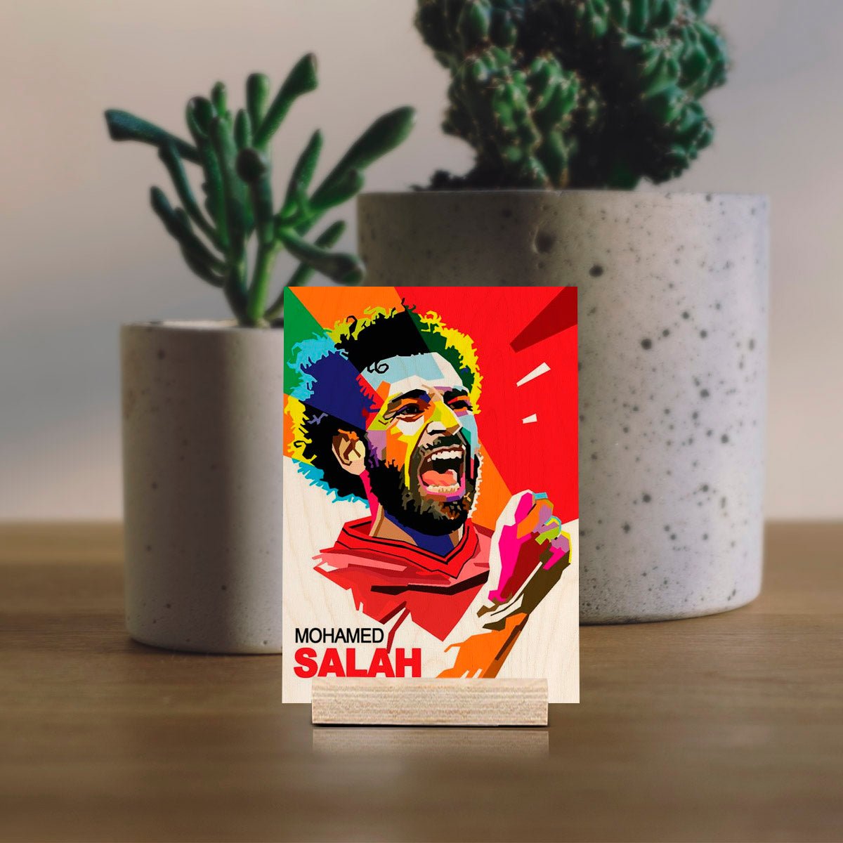 Salah Wood Print with Colourful Pop Art Football Fan Design - Sblossom