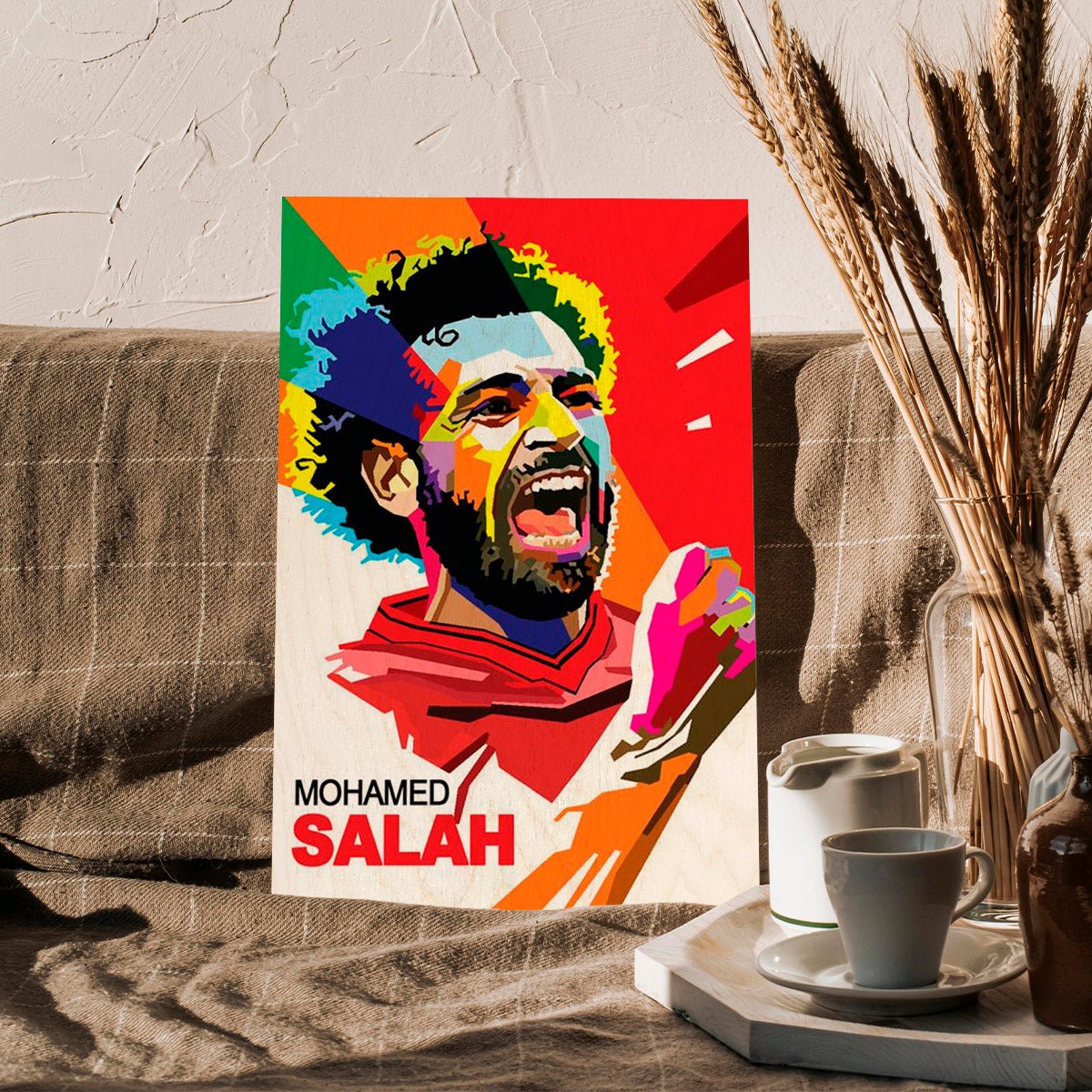 Salah Wood Print with Colourful Pop Art Football Fan Design - Sblossom