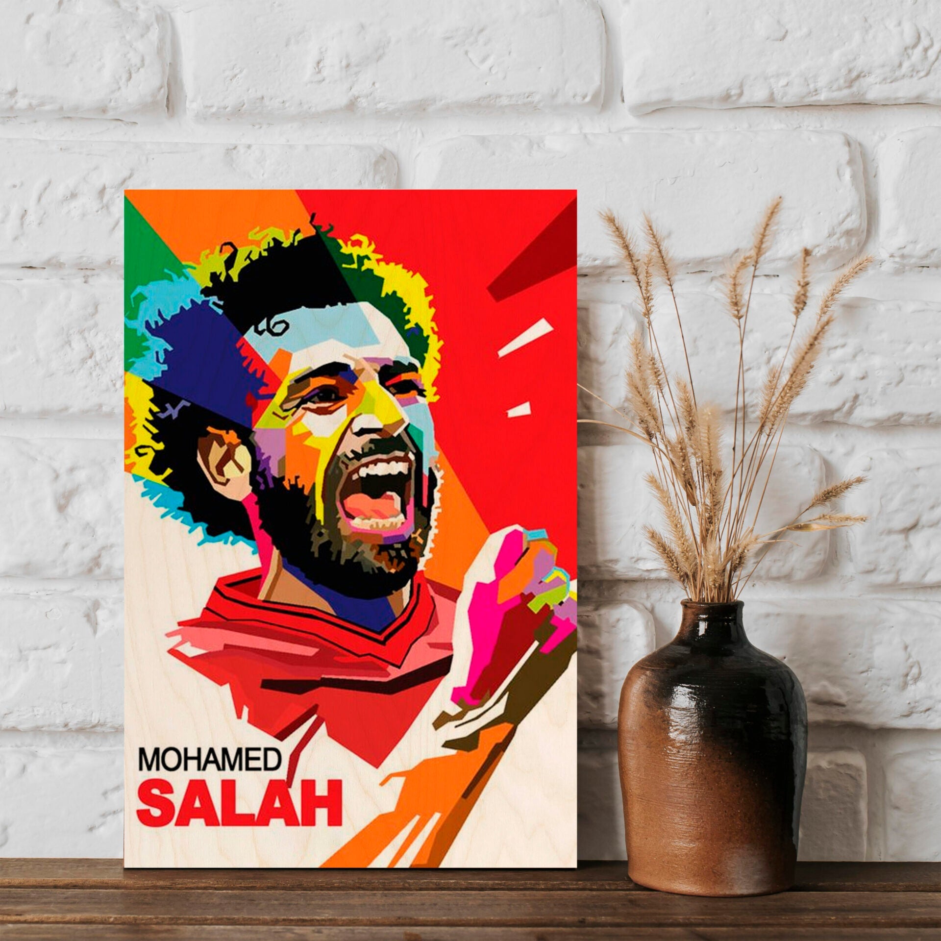 Salah Wood Print with Colourful Pop Art Football Fan Design - Sblossom