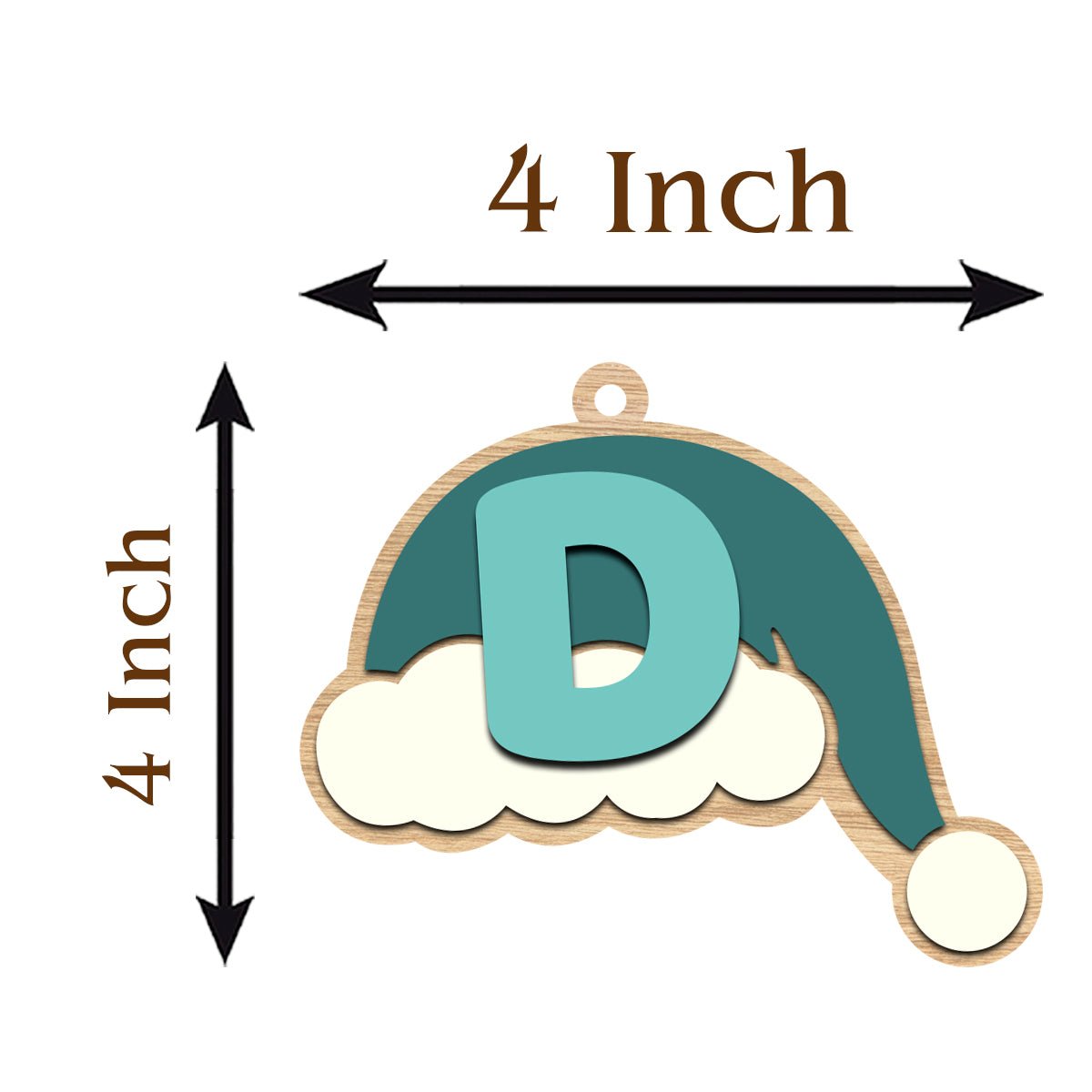 Santa Cap Christmas Ornament in Wood with Initial Letter - Sblossom