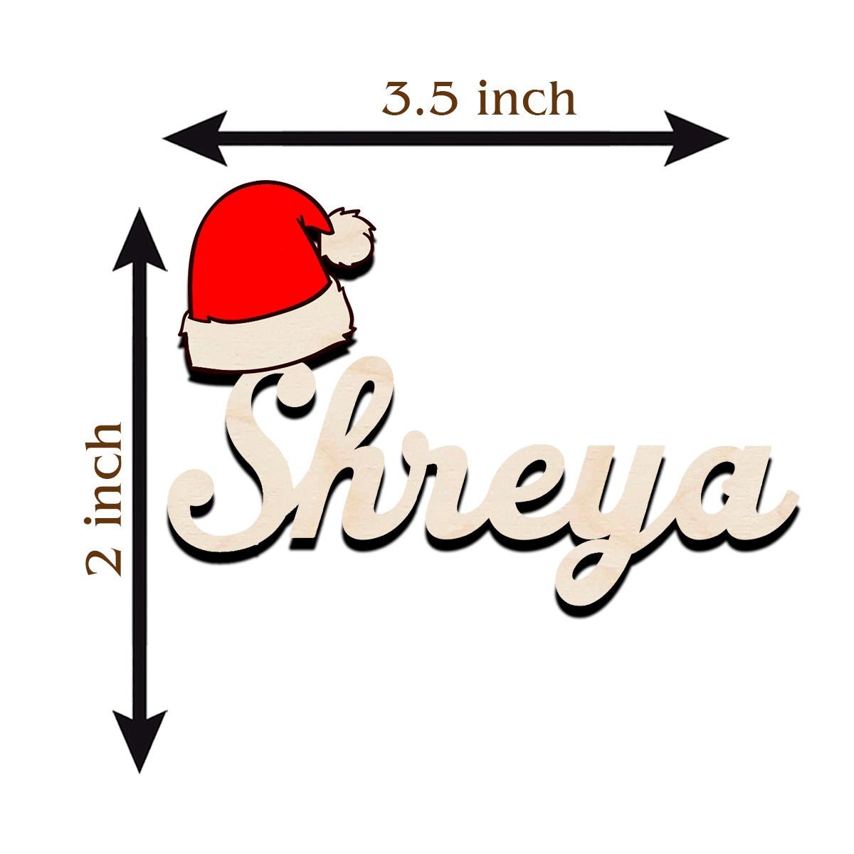 Santa Hat Name Fridge Magnet in Wood with 3D Cursive Cutout - Sblossom