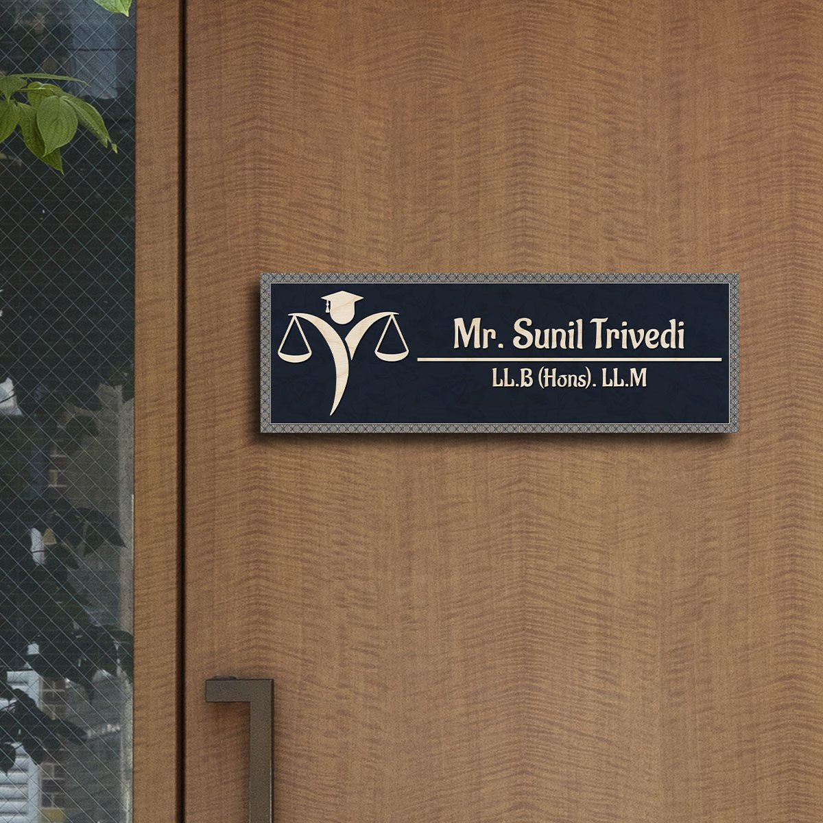Scales-of-Justice Advocate Name Plate for Office – UV Printed Birch - Sblossom