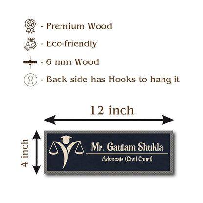 Scales-of-Justice Advocate Name Plate for Office – UV Printed Birch - Sblossom