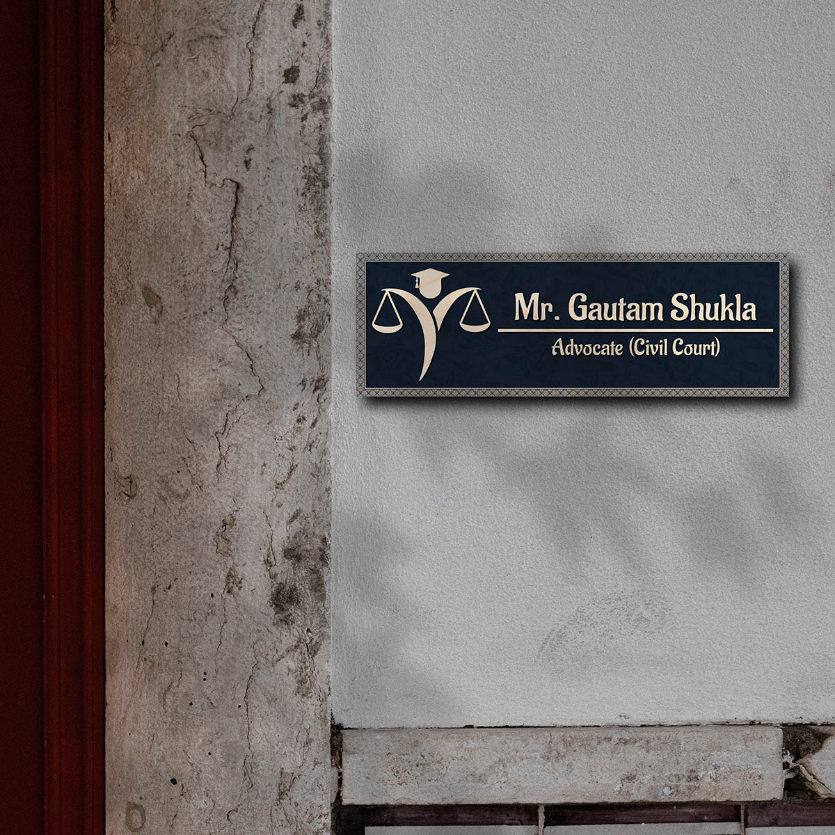 Scales-of-Justice Advocate Name Plate for Office – UV Printed Birch - Sblossom