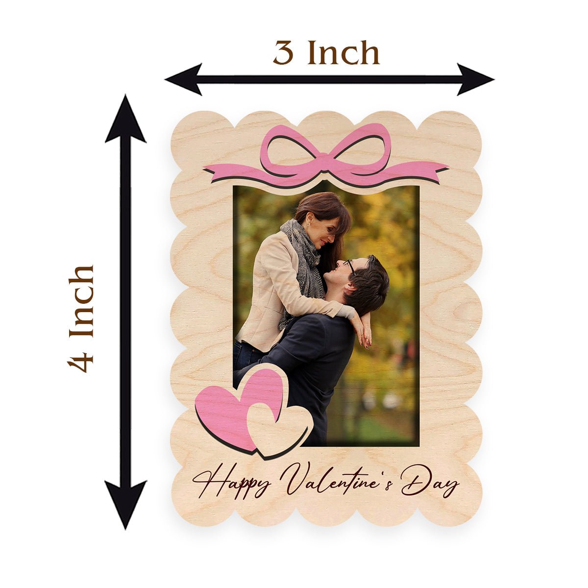 Scalloped Bow Couple Magnet in Wood with Personalized Photo Print - Sblossom