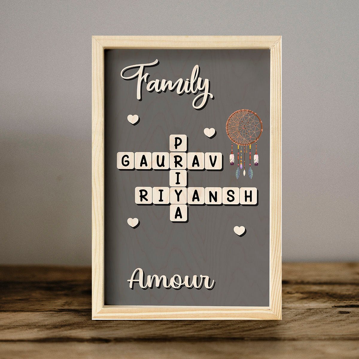 Scrabble Name Frame in Wood with Personalized Tile Letter Design - Sblossom