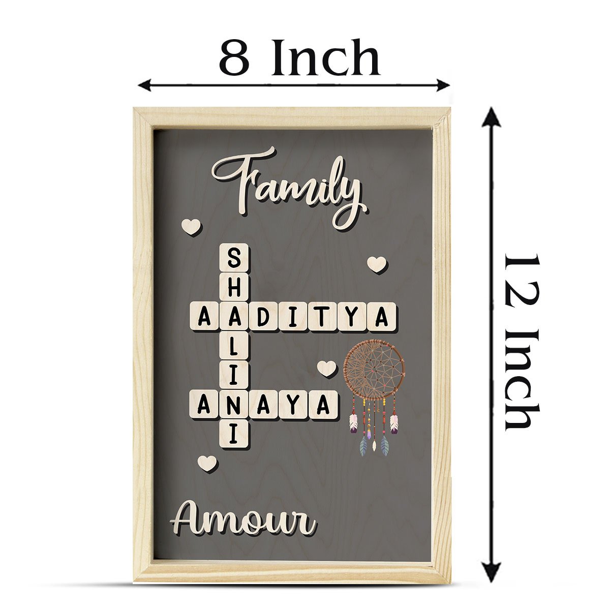 Scrabble Name Frame in Wood with Personalized Tile Letter Design - Sblossom