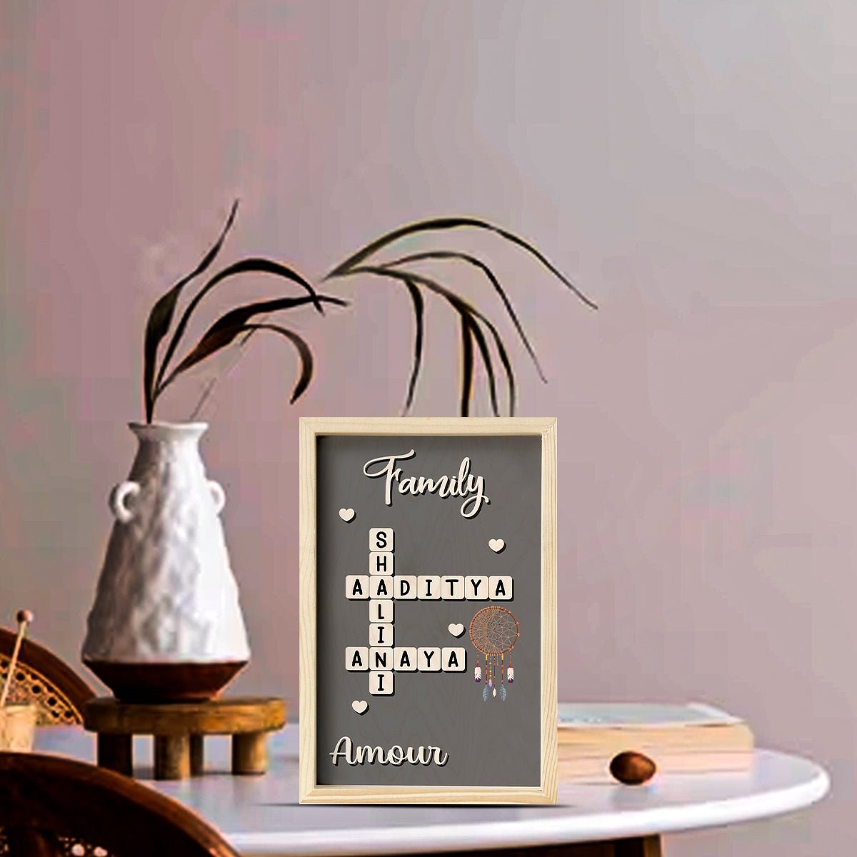Scrabble Tile Family Name Plate for Home – Framed - Sblossom