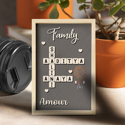 Scrabble Tile Wall Frame in Wood with Custom Family Name Art - Sblossom