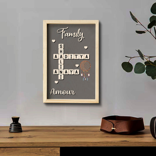 Scrabble Tile Wall Frame in Wood with Custom Family Name Art - Sblossom