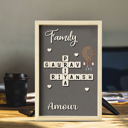 Scrabble Tile Wall Frame in Wood with Custom Family Name Art - Sblossom