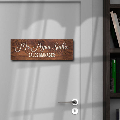 Script Wood Name Plate for Front Door – Walnut Slim - Sblossom