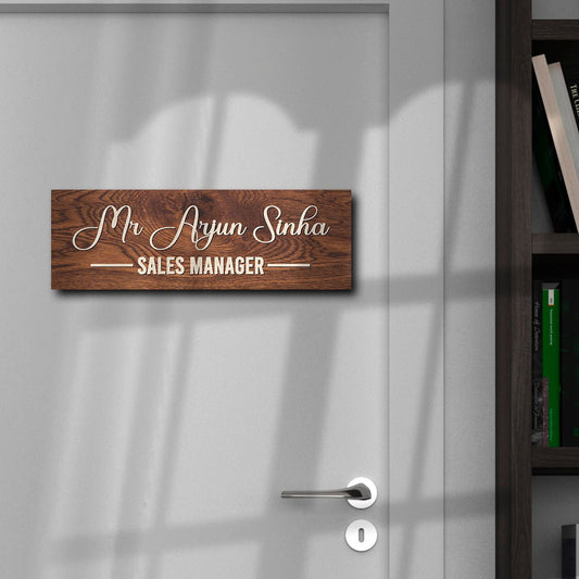 Script Wood Name Plate for Front Door – Walnut Slim - Sblossom