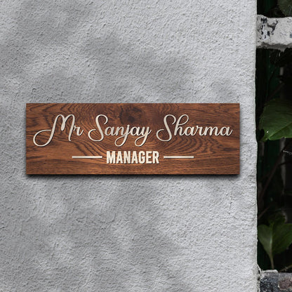 Script Wood Name Plate for Front Door – Walnut Slim - Sblossom