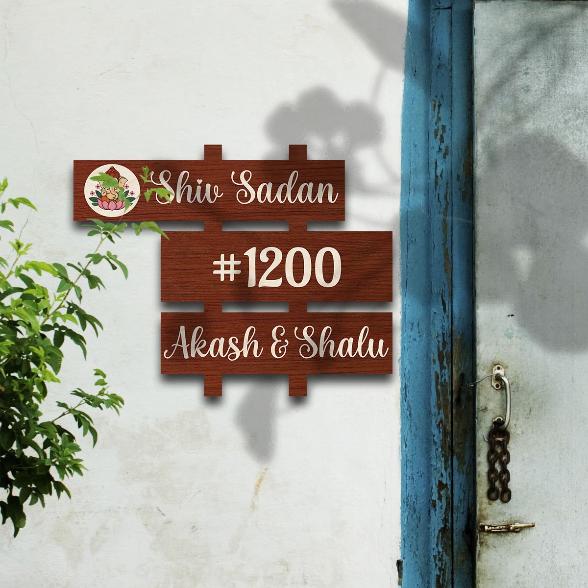Sharma Family Name Plate – Couple House for Home Door - Sblossom