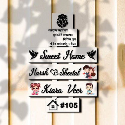 Singh Family Name Plate – Multi-Plank House for Entrance Door - Sblossom