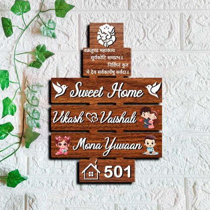 Singh Family Name Plate – Multi-Plank House for Entrance Door - Sblossom