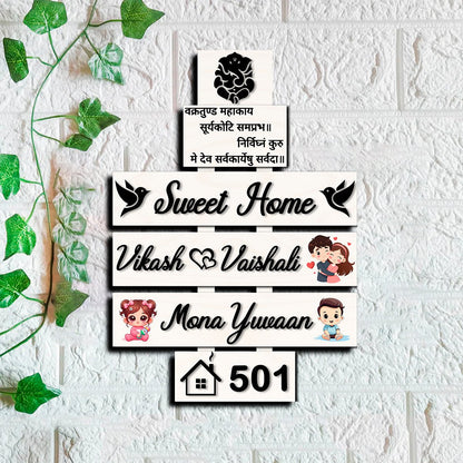 Singh Family Name Plate – Multi-Plank House for Entrance Door - Sblossom