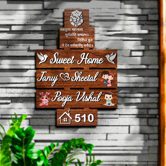 Singh Family Name Plate – Multi-Plank House for Entrance Door - Sblossom