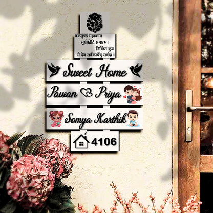 Singh Family Name Plate – Multi-Plank House for Entrance Door - Sblossom