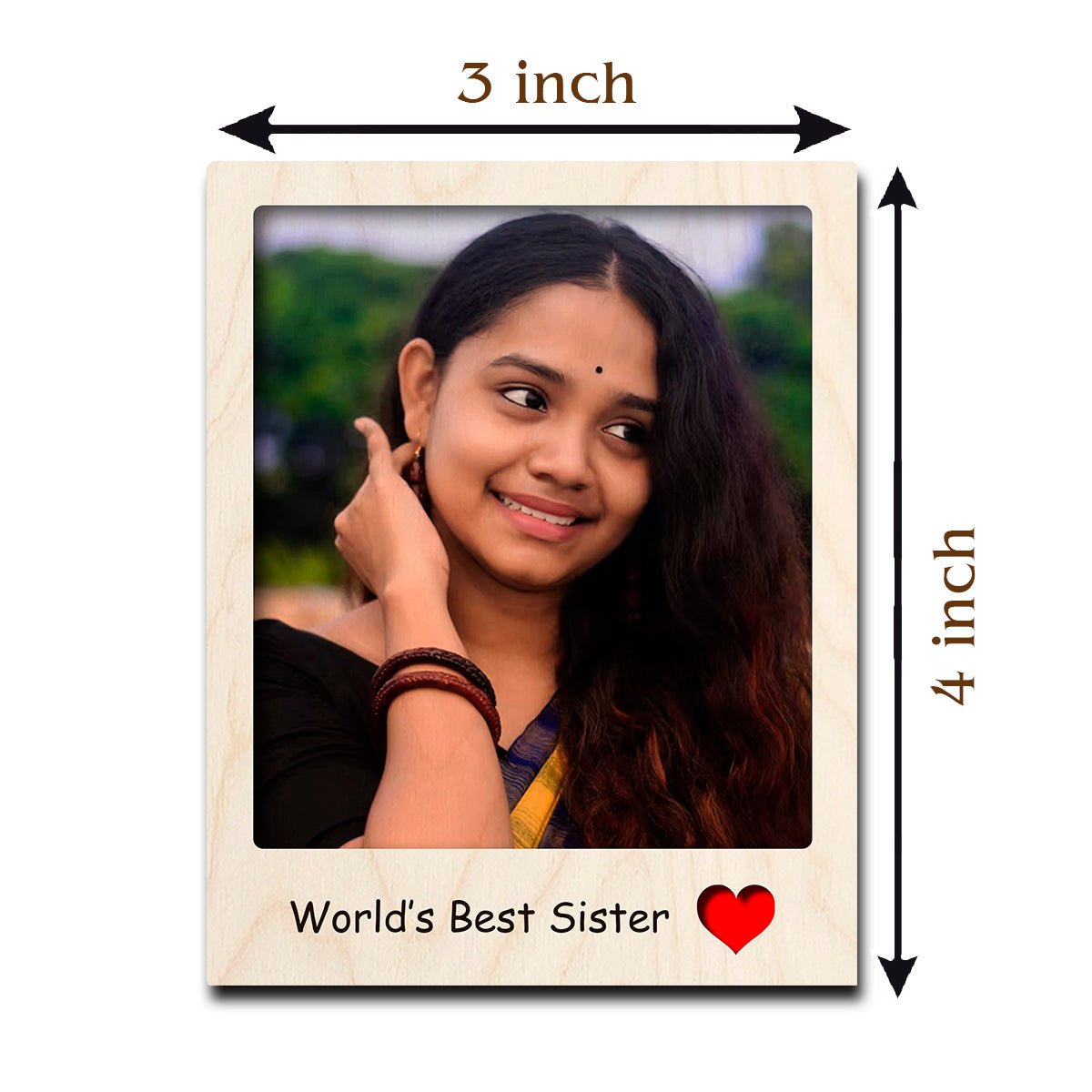 Sister Photo Fridge Magnet in Wood with Personalized Print Design - Sblossom