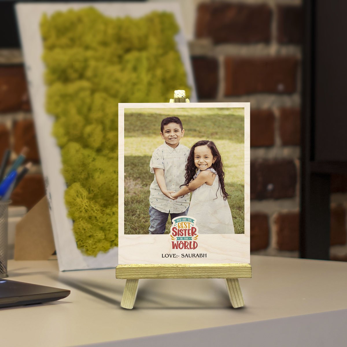 Sister Photo Print on Wood with Personalized Stand Keepsake - Sblossom