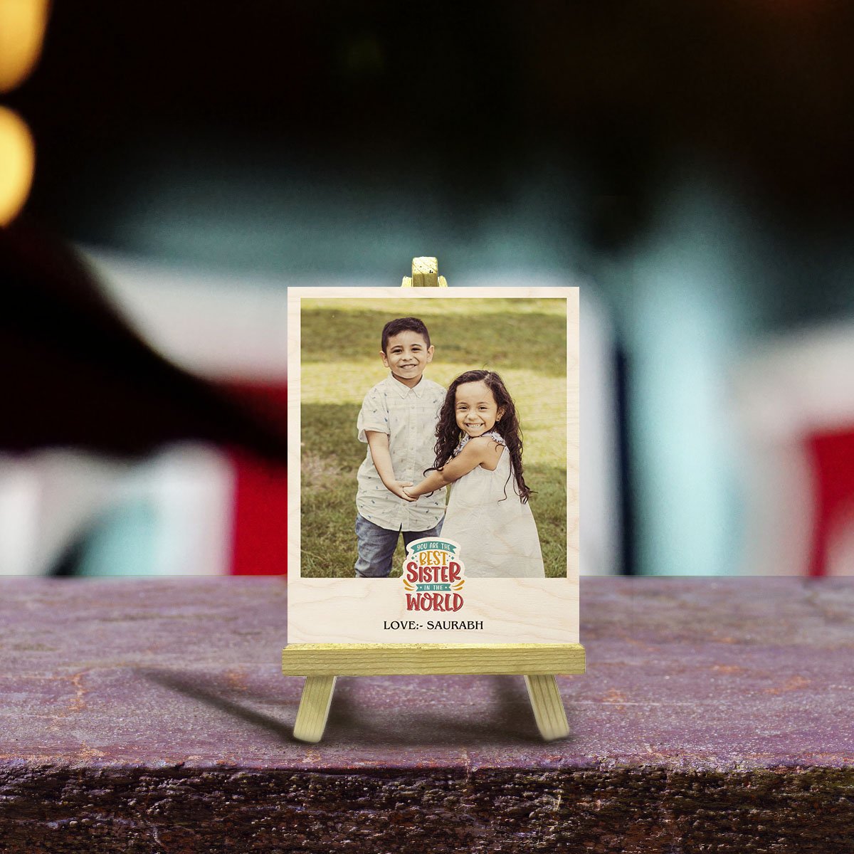 Sister Photo Print on Wood with Personalized Stand Keepsake - Sblossom