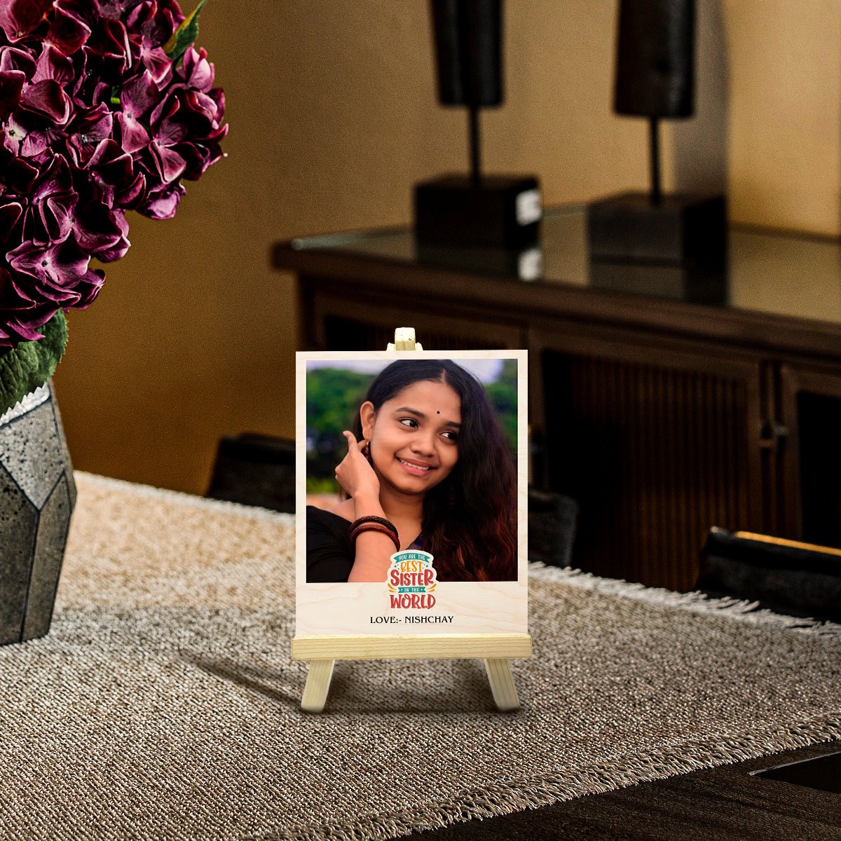 Sister Photo Print on Wood with Personalized Stand Keepsake - Sblossom