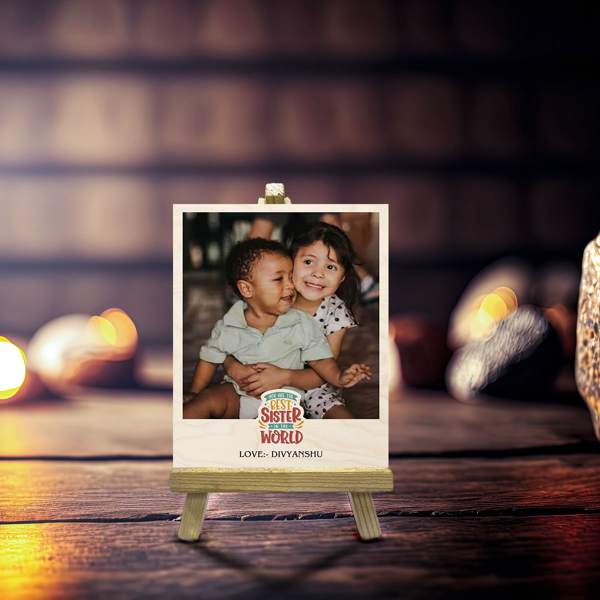 Sister Photo Print on Wood with Personalized Stand Keepsake - Sblossom