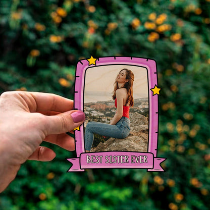 Sister Rakhi Fridge Magnet in Wood with Pink Photo Print Design , 3x4 Inch - Sblossom