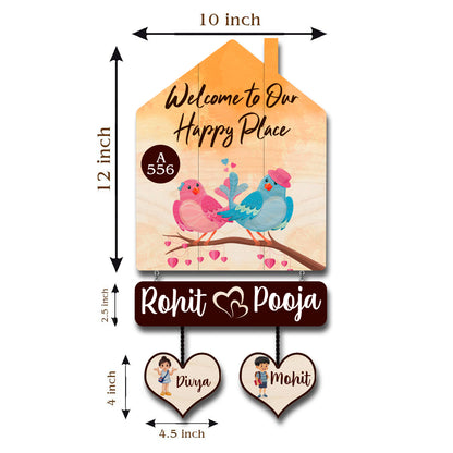 Wall Mounted Hut Shape Kids Name Plate for Home Door