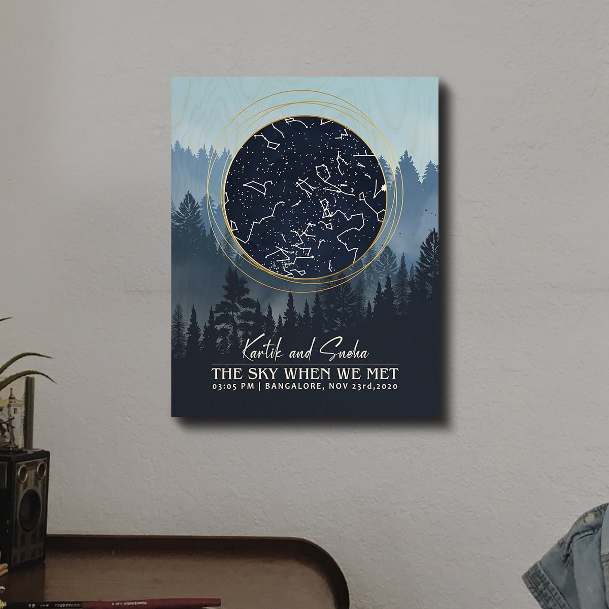 Sky Map When We Met on Wood with Personalized Night Star Design - Sblossom