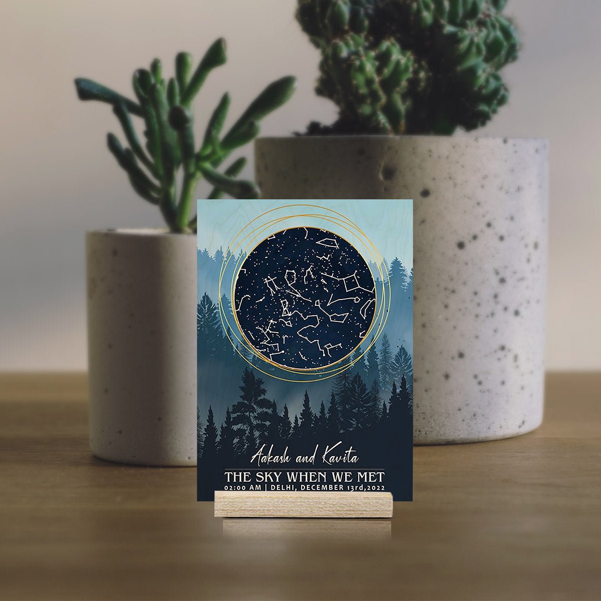 Sky Map When We Met on Wood with Personalized Night Star Design - Sblossom
