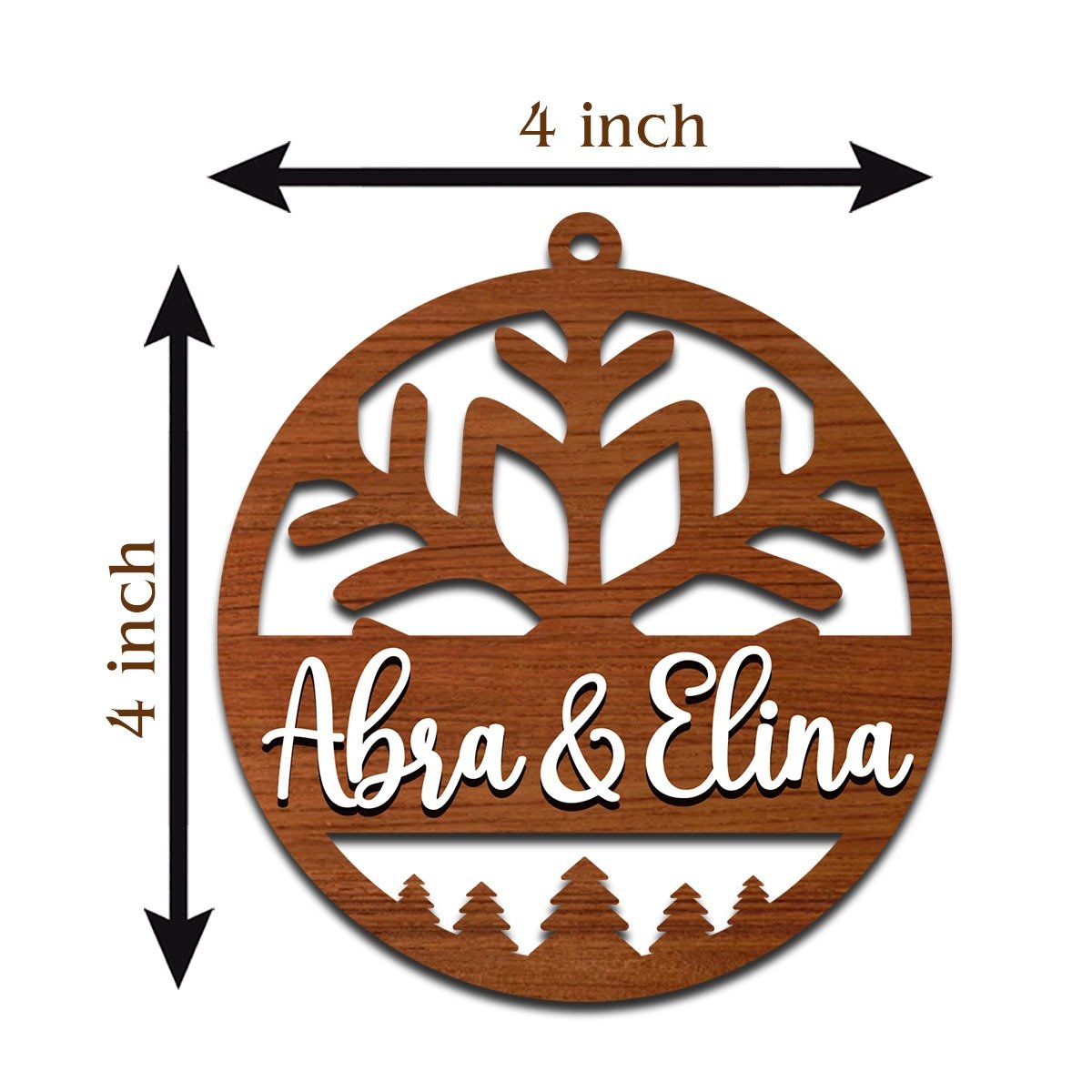 Snowflake Couple Ornament in Wood with Personalized Names Design - Sblossom