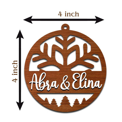 Snowflake Couple Ornament in Wood with Personalized Names Design - Sblossom