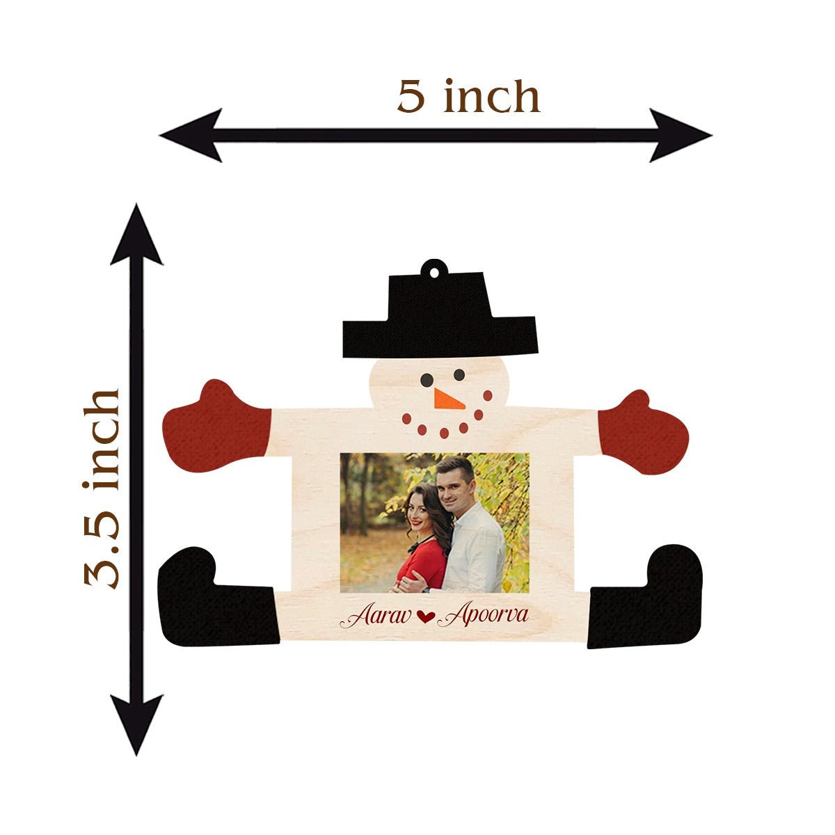 Snowman Photo Ornament in Wood with Personalized Family Christmas - Sblossom
