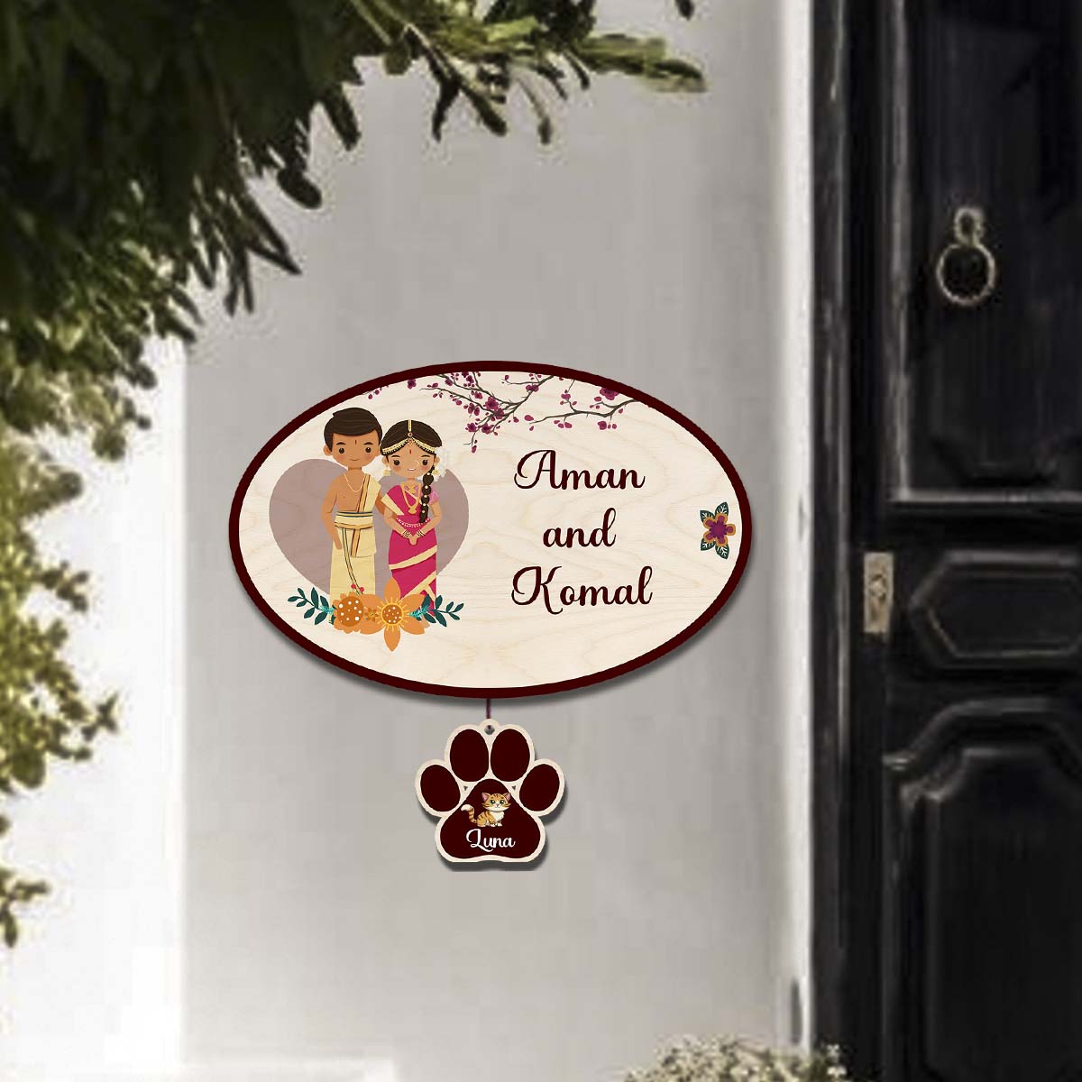 South Couple with Pet Name Plate | Personalized - Sblossom